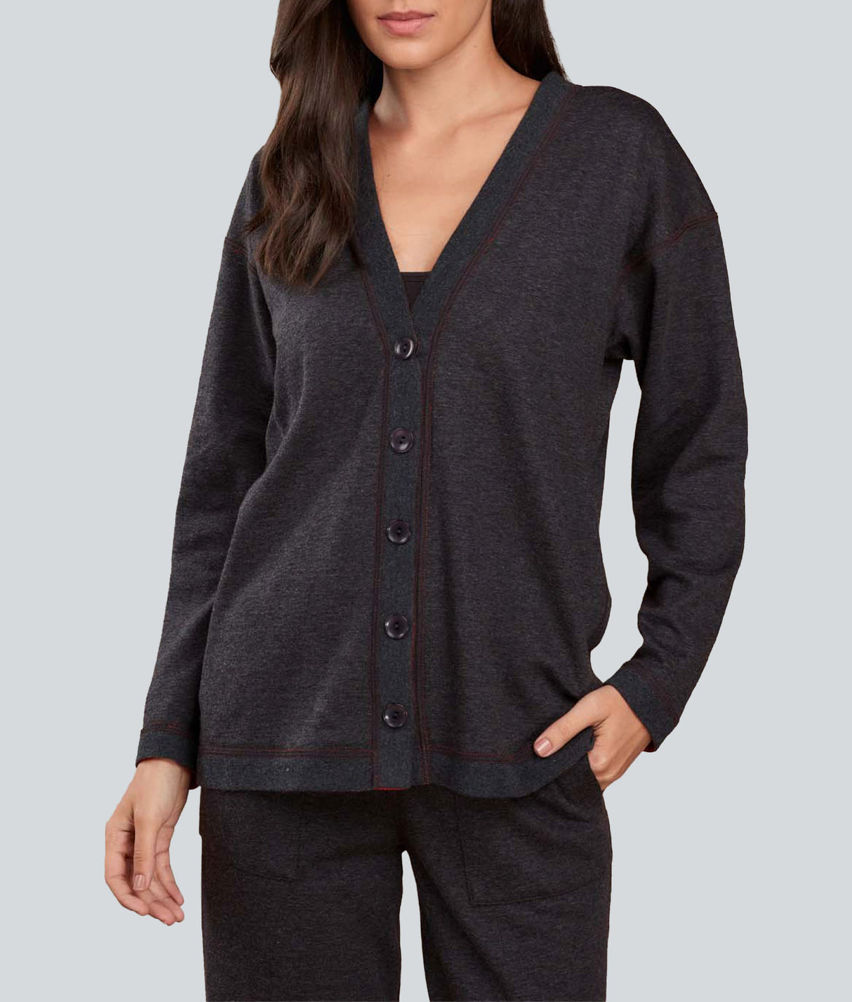 Cardigan Corto - Azul Medianoche y Terracota