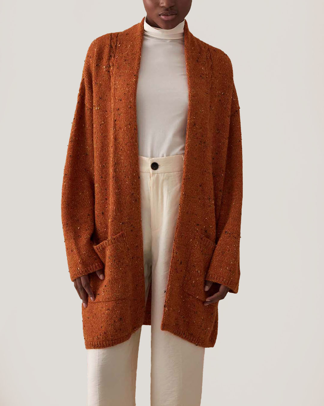 Cardigan Kimono Con Bolsillos - Albaricoque Naranja