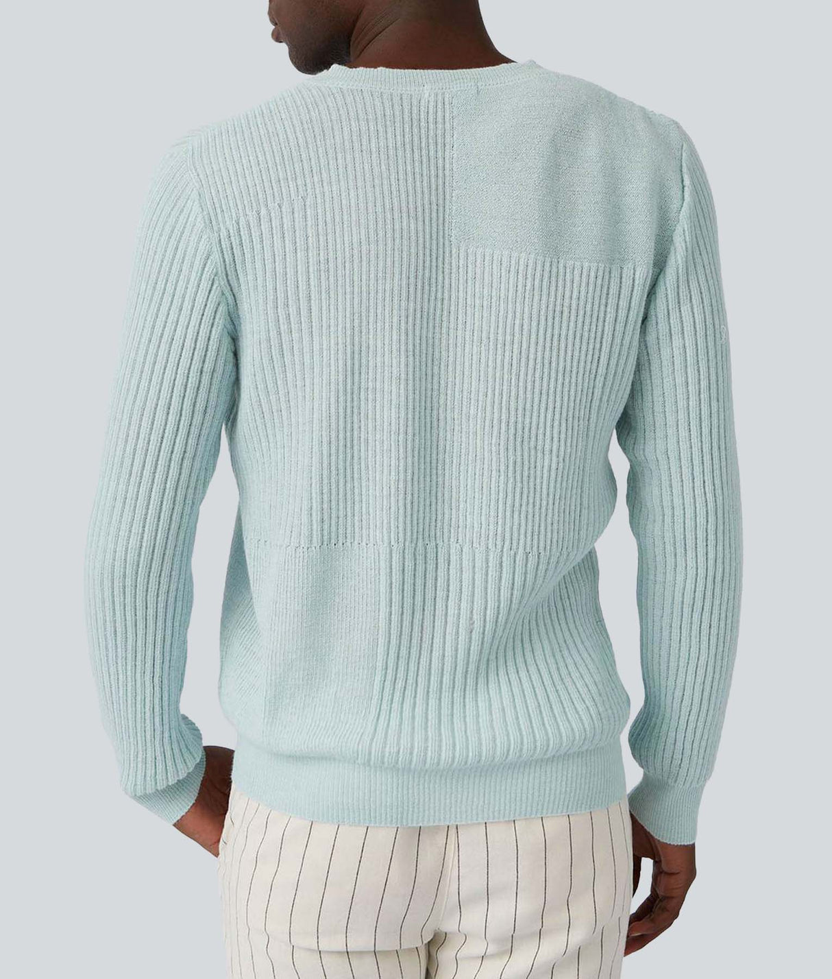 Ribbed V-Neck Sweater - Blue Topaz