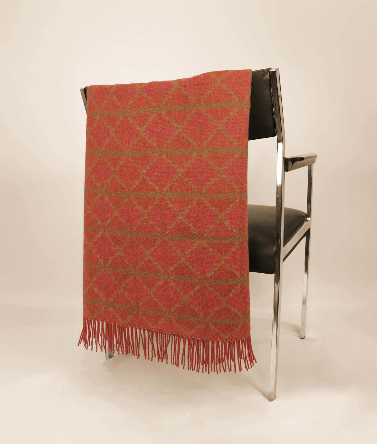 Manta Jacquard Tachada - Rojo Aurora Y Higo De Verano