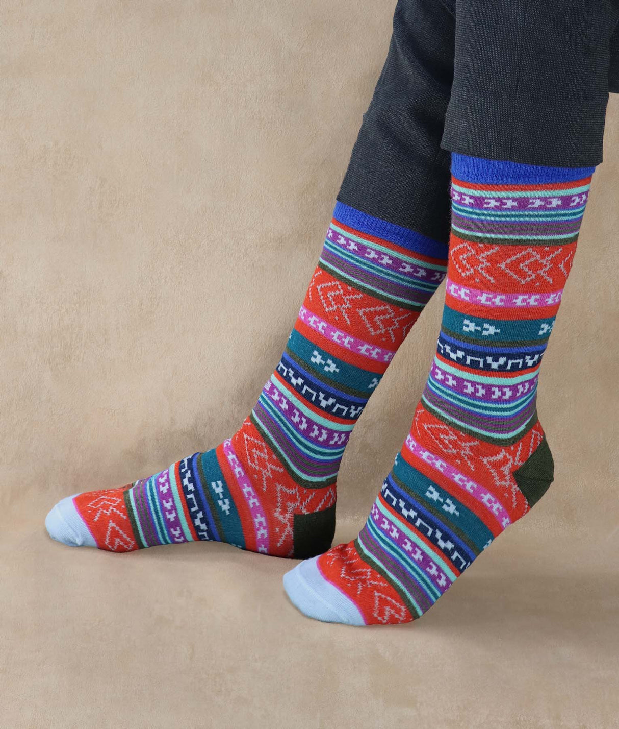Medias Mujer Multi Jacquard - Tomate Cereza Y Azul Pacifico