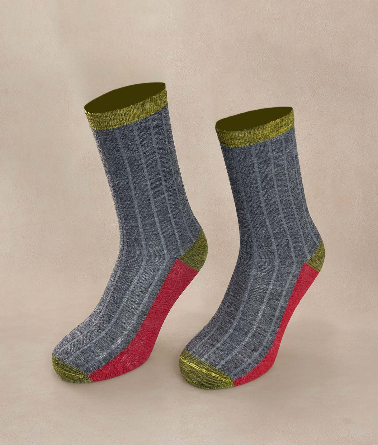 Medias Mujer Ribbed Color Block - gris