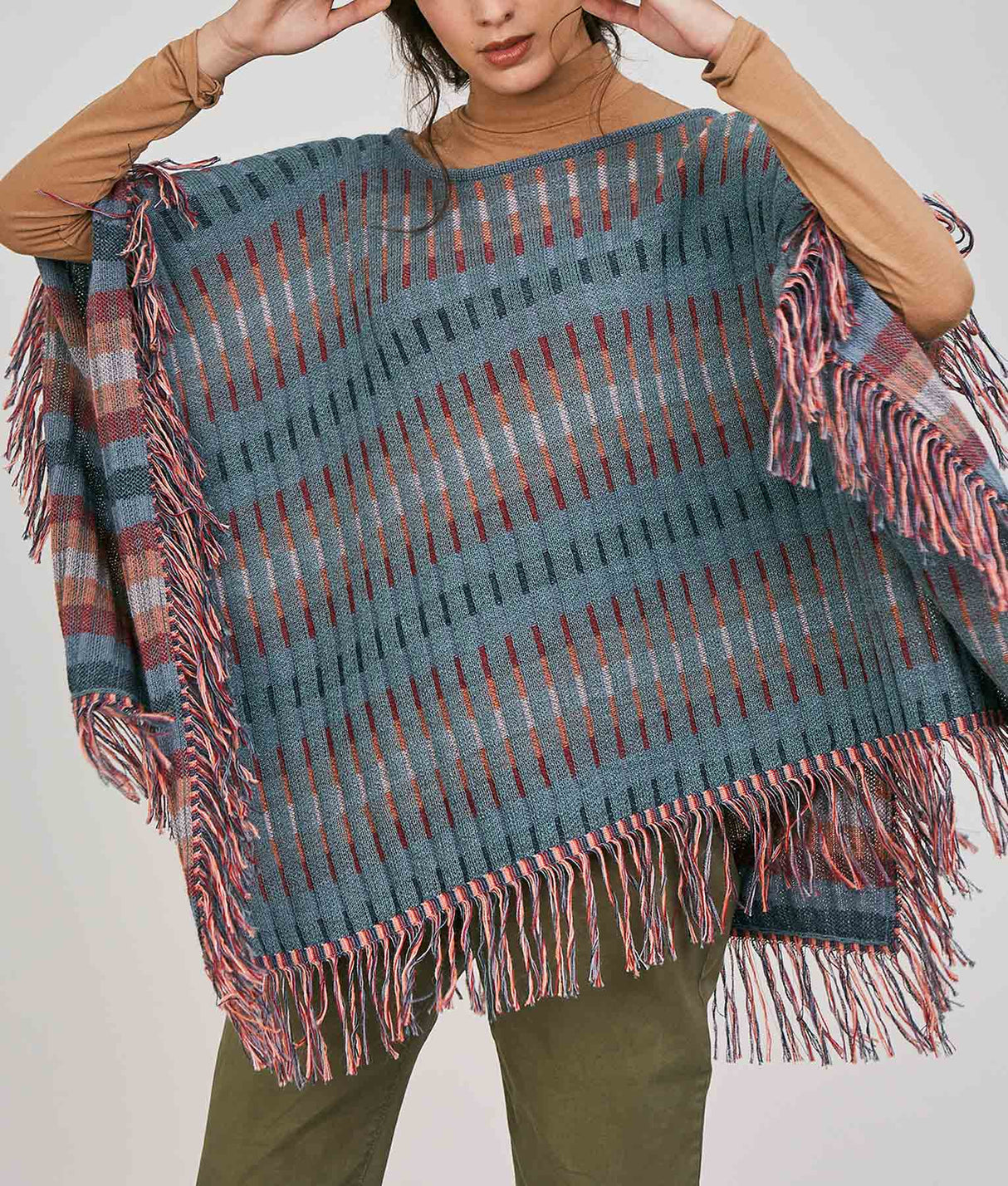 Poncho Reversible - Rayas Acanaladas