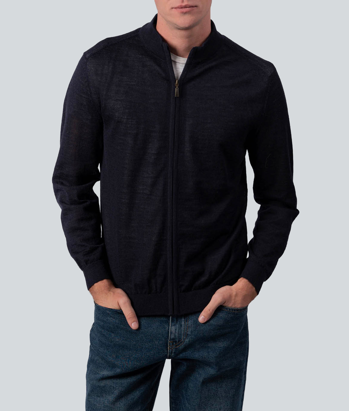 Cardigan con cierre frontal - Azul Marino