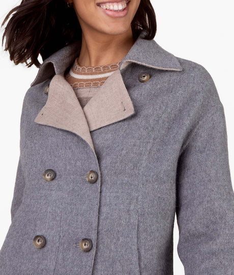 Casaca Corta Reversible - Beige Y Gris