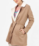 Abrigo Wrap Reversible - Blanco antiguo y Caramelo