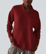 V-neck Sweater - Pompeii Red