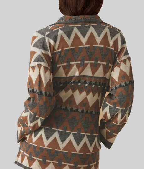 Cardigan Largo Reversible - Gris Characol Y Coco Tostado