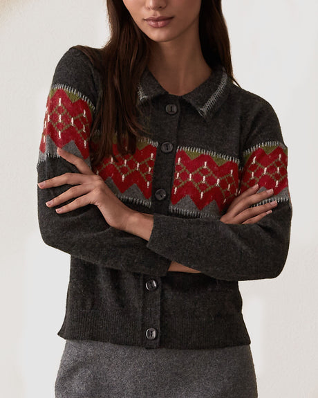 Cardigan Bordado - Cuervo Y Rojo Pompeyano