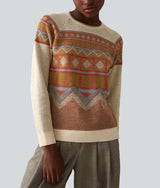 Traditional Jacquard Crew Neck Sweater