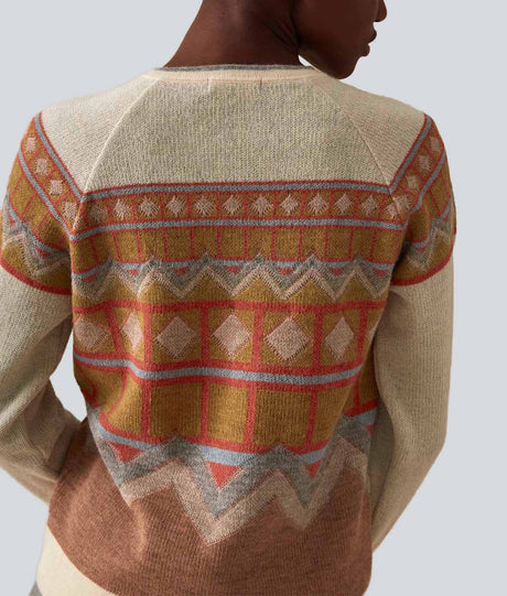Traditional Jacquard Crew Neck Sweater