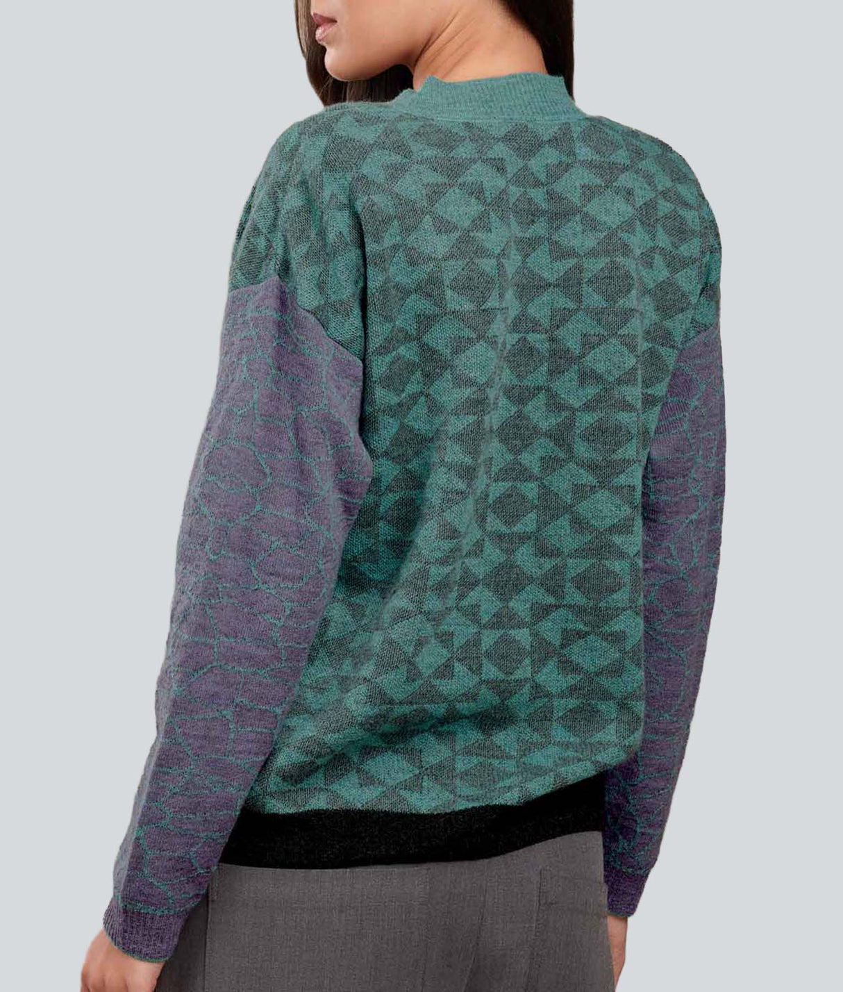Cardigan La Fusion - Verde jade oscuro y Lavanda