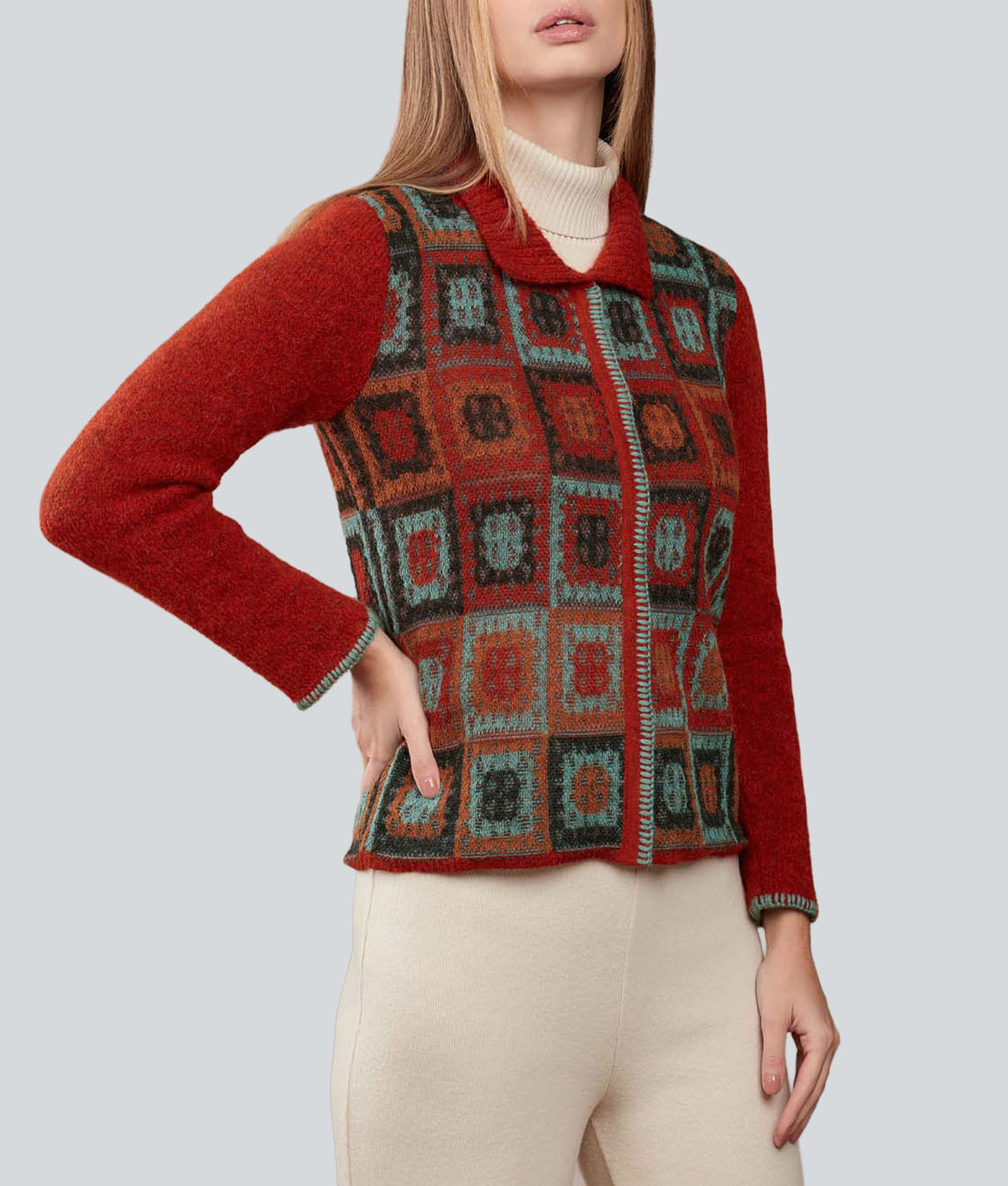 Cardigan Sueños De Crochet- Rojo terracota