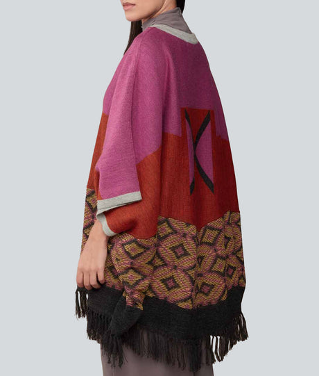 Poncho La Favorita Jacquard - Rosa