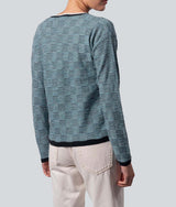 Geometric Jacquard Sweater - Petrol Blue And Black