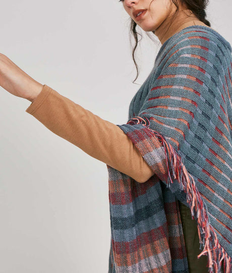 Poncho Reversible - Rayas Acanaladas