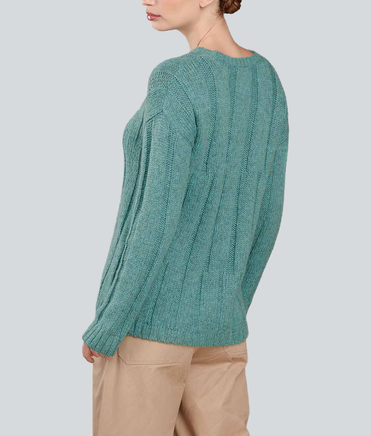 Ribbed Long Cardigan - Aqua Turquoise